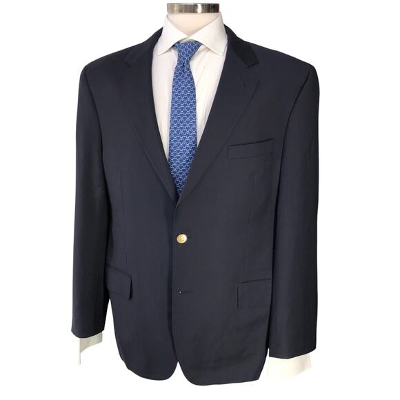 Jos A Bank Signature Gold Mens Size 42R Blazer Jacket Classic Navy Gold Buttons
